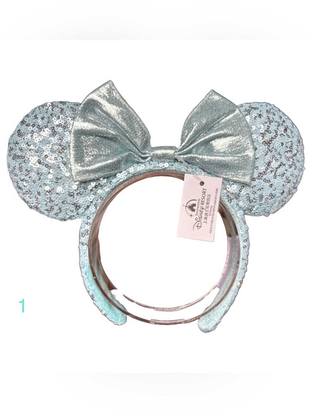 Disney Teal Frozen Arendelle Aqua Minnie Mouse Ears Sequin Headband NWT 1